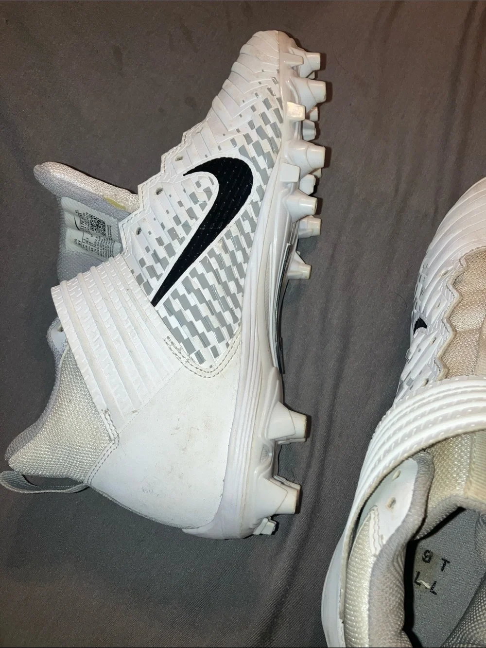 Nike Alpha Menace Pro ll White Football Cleats with Black Swoosh and Alpha Strap